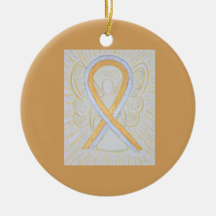 Silver and Gold Awareness Ribbon Angel Ornaments