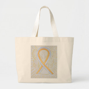 Silver and Gold Awareness Ribbon Custom Tote Bag