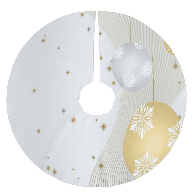 Silver and Gold Brushed Polyester Tree Skirt (Front)