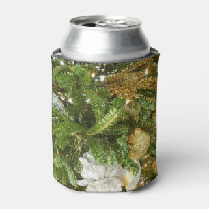 Silver and Gold Christmas Tree I Holiday Can Cooler