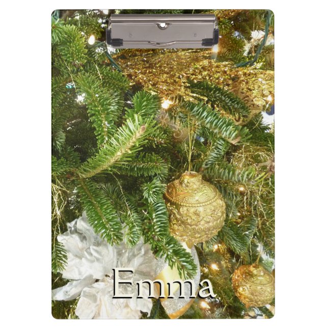 Silver and Gold Christmas Tree I Holiday Clipboard (Front)