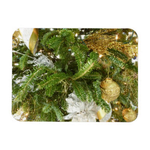Silver and Gold Christmas Tree I Holiday Magnet