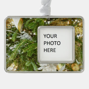 Silver and Gold Christmas Tree I Holiday Silver Plated Framed Ornament