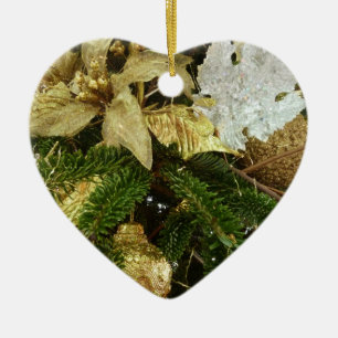 Silver and Gold Christmas Tree II Holiday Ceramic Ornament