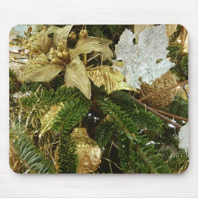 Silver and Gold Christmas Tree II Holiday Mouse Pad (Front)
