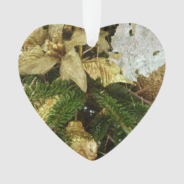 Silver and Gold Christmas Tree II Holiday Ornament (Front)