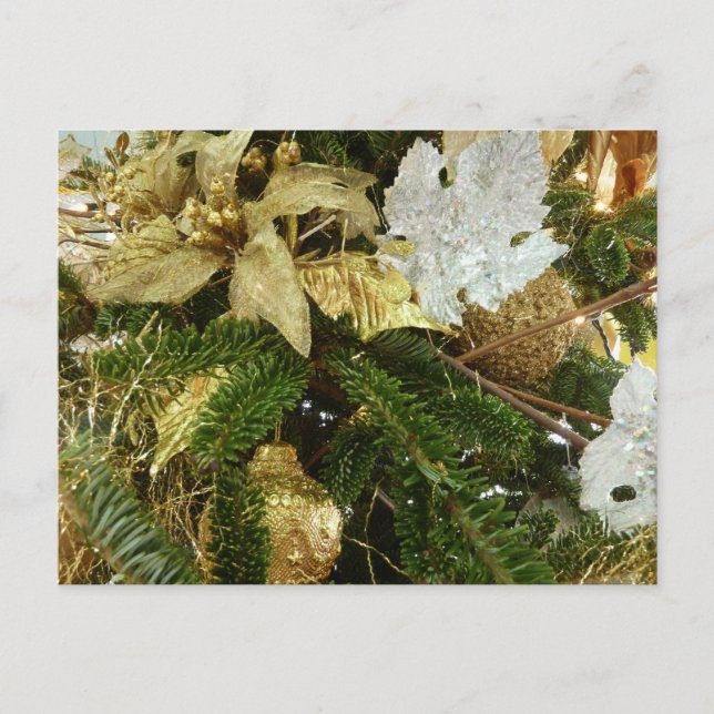 Silver and Gold Christmas Tree II Holiday Postcard (Front)