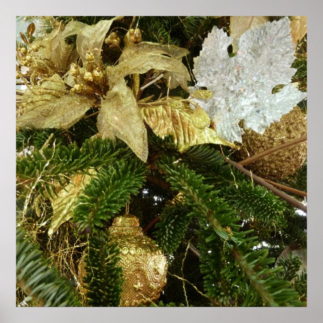 Silver and Gold Christmas Tree II Holiday Poster (Front)