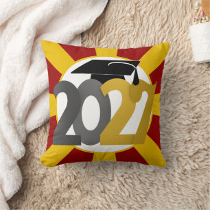 Silver and Gold Class of 2027 Photo Graduation Cushion