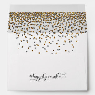 Silver and Gold Confetti Hashtag Custom 2 Envelope