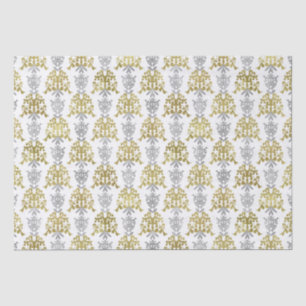 Silver and Gold Damask Pattern Tissue Paper