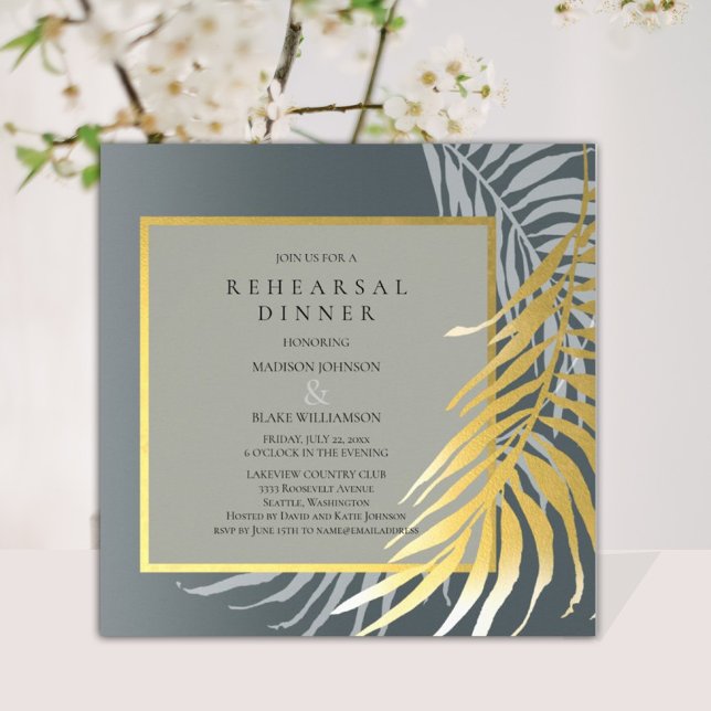 Silver and Gold Destination Rehearsal Dinner Invitation (Creator Uploaded)
