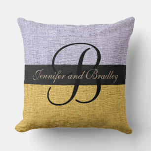 Silver and Gold Elegant Monogram Wedding Cushion