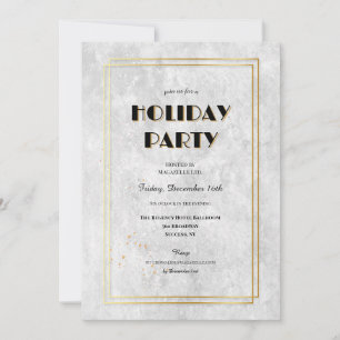Silver and Gold Frame Holiday Party Invitation