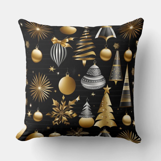 Silver And Gold Holiday Ornaments Pattern Cushion (Front)