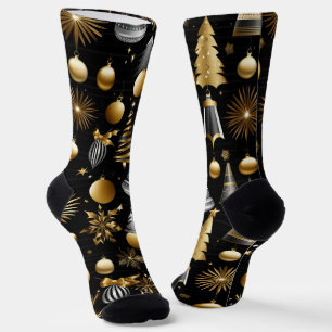 Silver And Gold Holiday Ornaments Socks