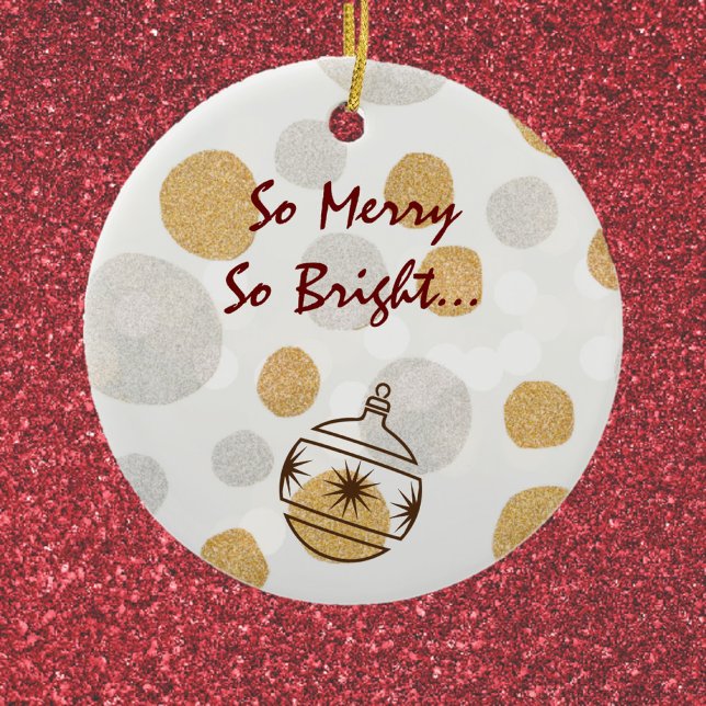 Silver and Gold Merry Ceramic Ornament (Creator Uploaded)