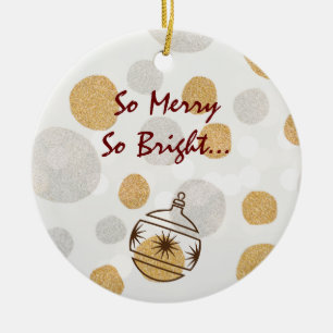 Silver and Gold Merry Ceramic Ornament