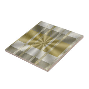 Silver and Gold metallic abstract pattern Ceramic Tile