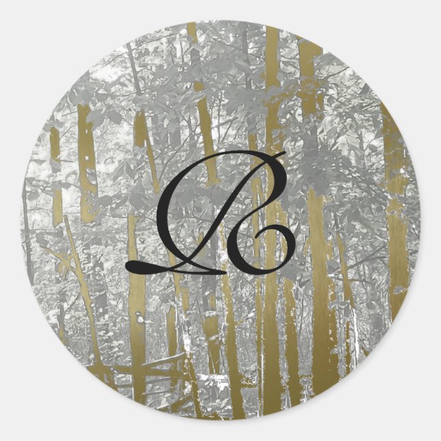 Silver and Gold Metallic Trees envelope seals (Front)