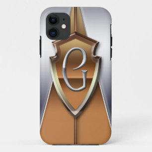 Silver and Gold Monogram Letter G iPhone 11 Case