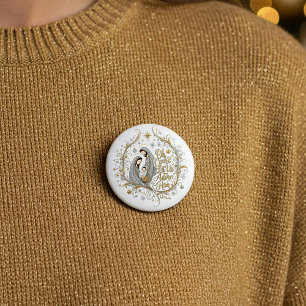 Silver and gold nativity Christmas 7.5 Cm Round Badge