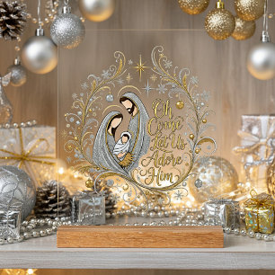 Silver and gold nativity Christmas Acrylic Sign