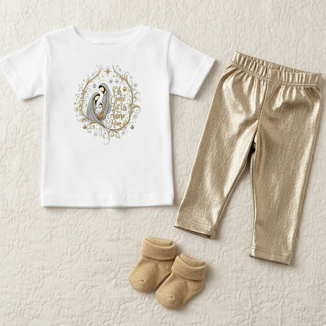 Silver and gold nativity Christmas Baby T-Shirt (Creator Uploaded)