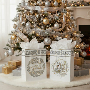 Silver and gold nativity Christmas Medium Gift Bag