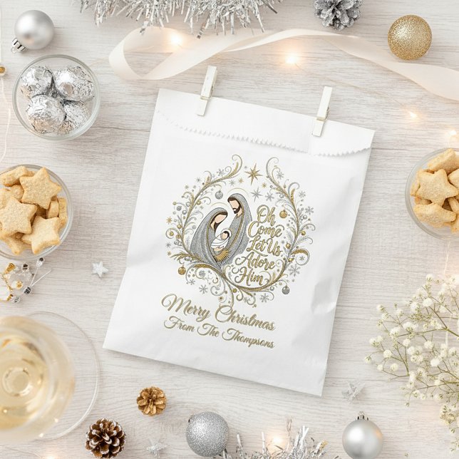 Silver and gold nativity Christmas personalized Favour Bag (Creator Uploaded)