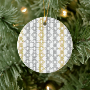 Silver and Gold Pattern Ceramic Ornament