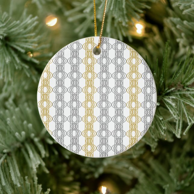 Silver and Gold Pattern Ceramic Ornament (Tree)