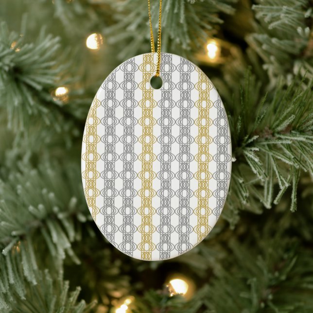 Silver and Gold Pattern Ceramic Ornament (Tree)