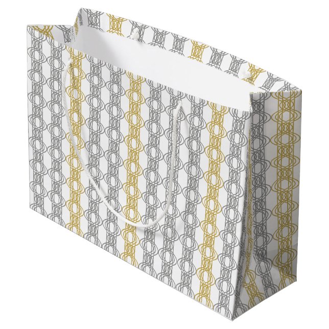 Silver and Gold Pattern Large Gift Bag (Back Angled)