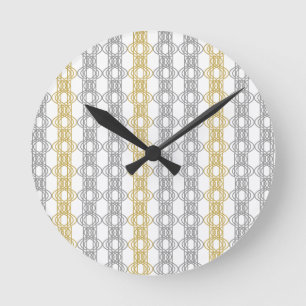 Silver and Gold Pattern Round Clock