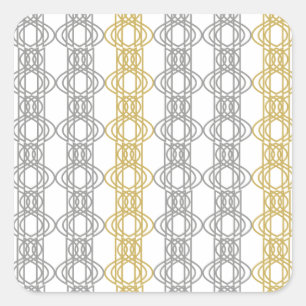 Silver and Gold Pattern Square Sticker