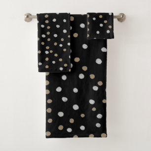 Silver and Gold Polka Dots  Bath Towel Set