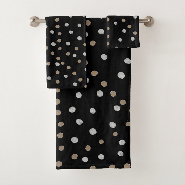 Silver and Gold Polka Dots  Bath Towel Set (Insitu)