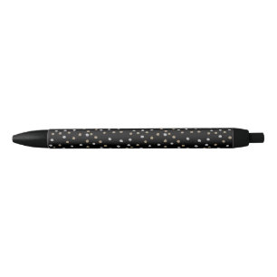 Silver and Gold Polka Dots  Black Ink Pen