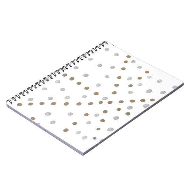 Silver and Gold Polka Dots Notebook (Left Side)