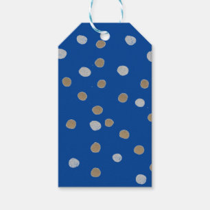 Silver and Gold Polka Dots on Blue Gift Tags