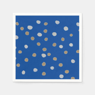Silver and Gold Polka Dots on Blue Napkin
