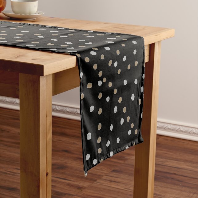 Silver and Gold Polka Dots  Short Table Runner (In Situ)