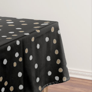 Silver and Gold Polka Dots Tablecloth