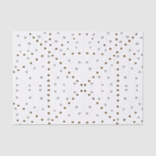 Silver and Gold Polka Dots  Tissue Paper (Front)