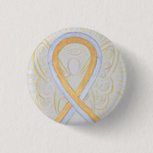 Silver and Gold Ribbon Awareness Angel Pins