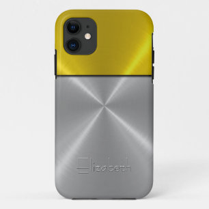 Silver and Gold Shiny Steel Metallic iPhone 11 Case