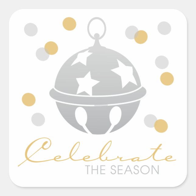 Silver and Gold Sleigh Bell Holiday Stickers (Front)