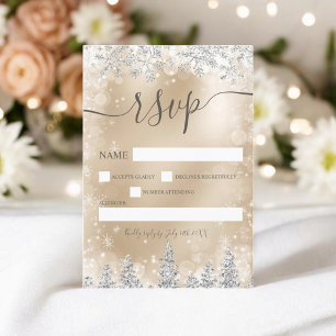 Silver and gold snow pine Christmas winter rsvp