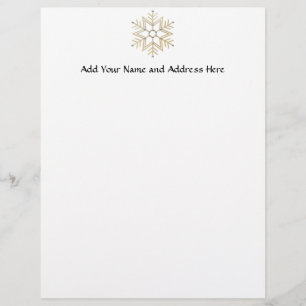 Silver and Gold Snowflake Personalized Letterhead